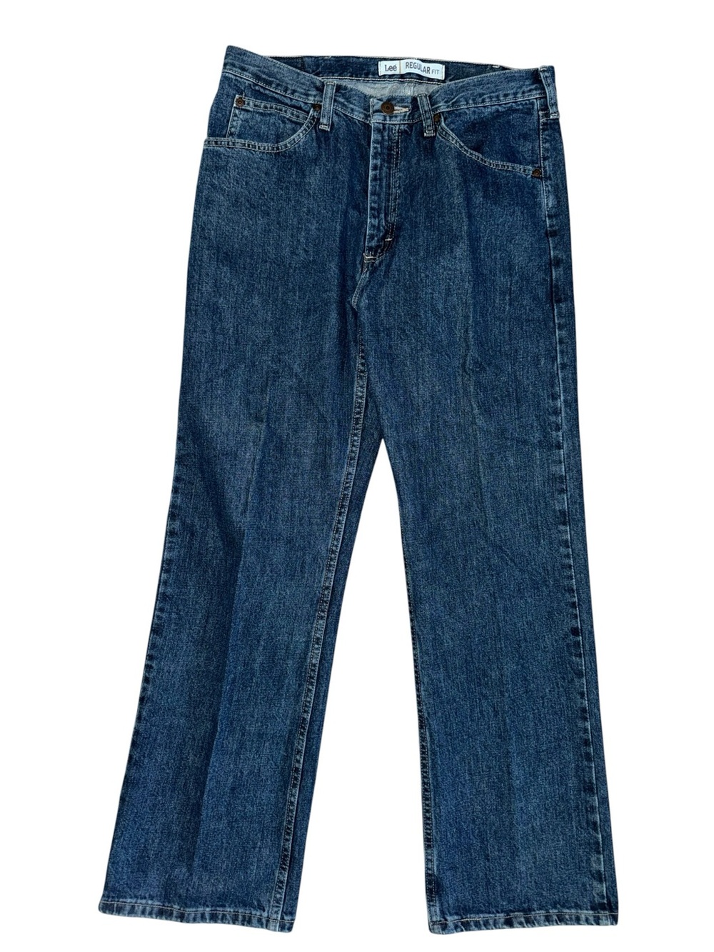 Lee Regular Fit Men’s Jeans 34x30 Blue Denim Classic Straight Leg 100% Cotton